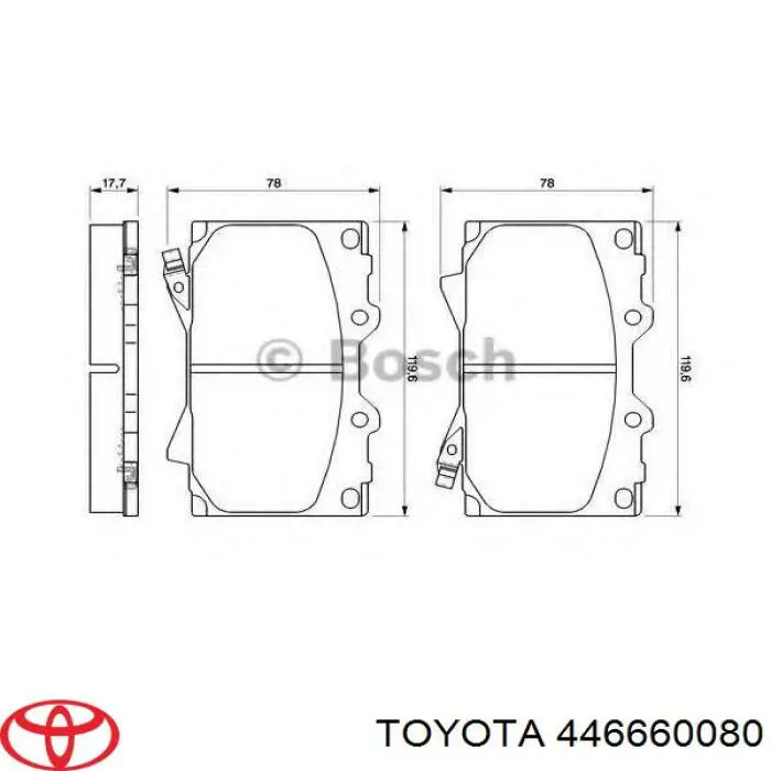 446660080 Toyota pastillas de freno traseras