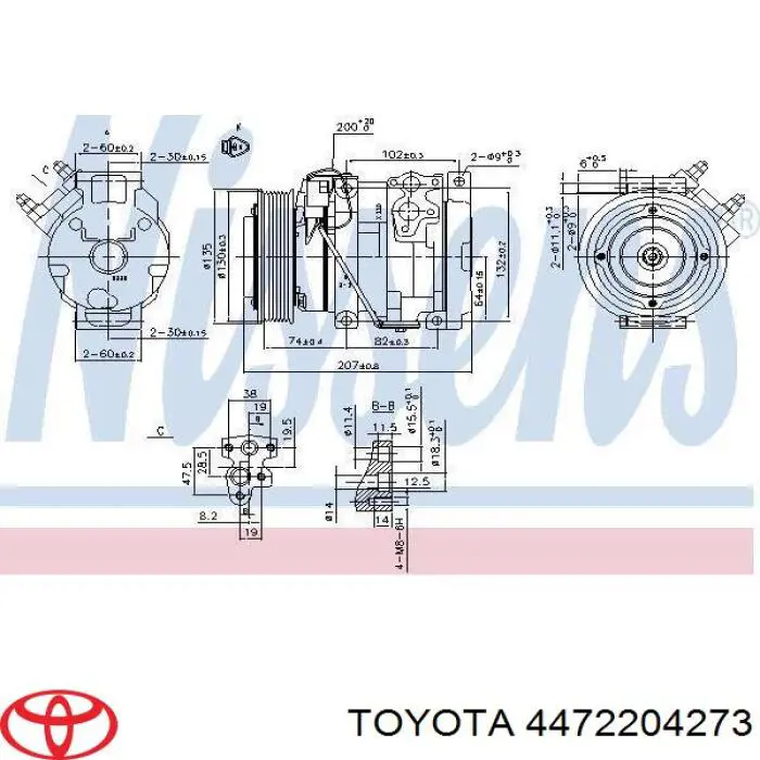 447220-4273 Toyota compresor de aire acondicionado