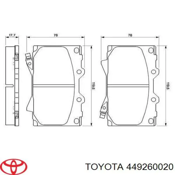 449260020 Toyota pastillas de freno traseras