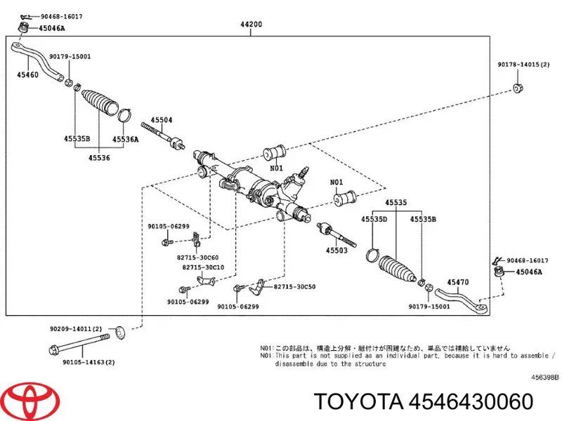 4546430060 Toyota rótula barra de acoplamiento exterior