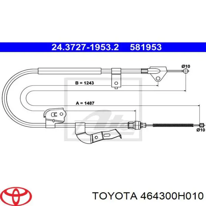 464300H010 Toyota cable de freno de mano trasero izquierdo