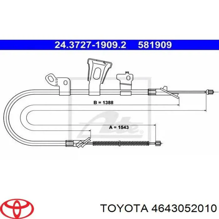 4643052010 Toyota cable de freno de mano trasero izquierdo