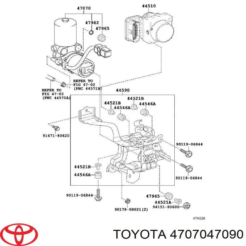 4707047090 Toyota bomba abs de cilindro principal de freno