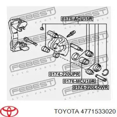  Pasador guía, pinza del freno trasera, superior para Toyota Camry V10