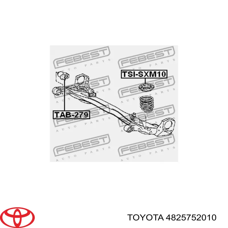 4825752010 Toyota caja de muelle, eje trasero, arriba