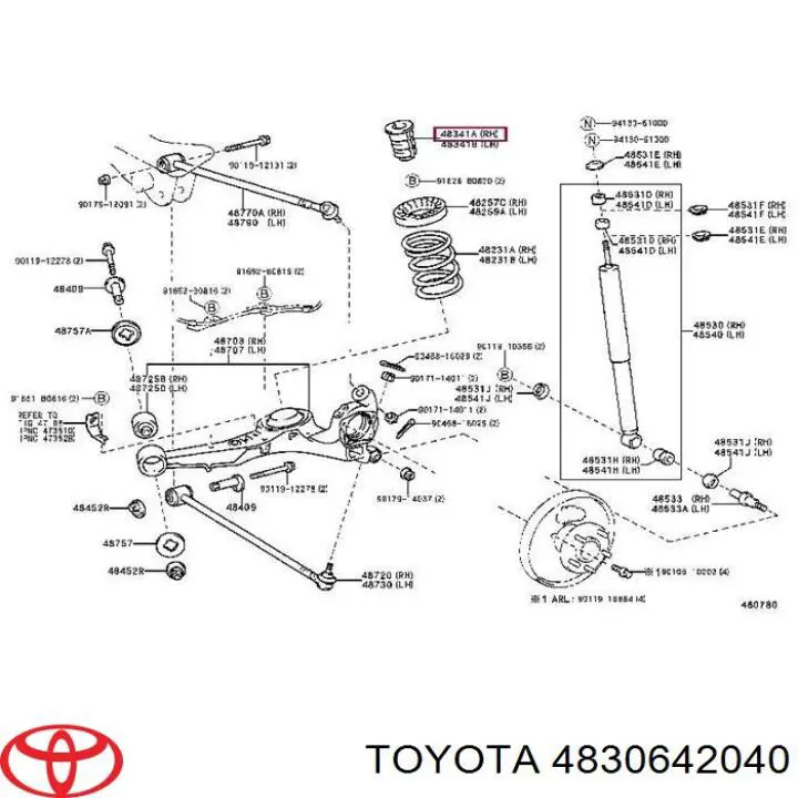  Almohadilla de tope, suspensión trasera para Toyota RAV4 1 