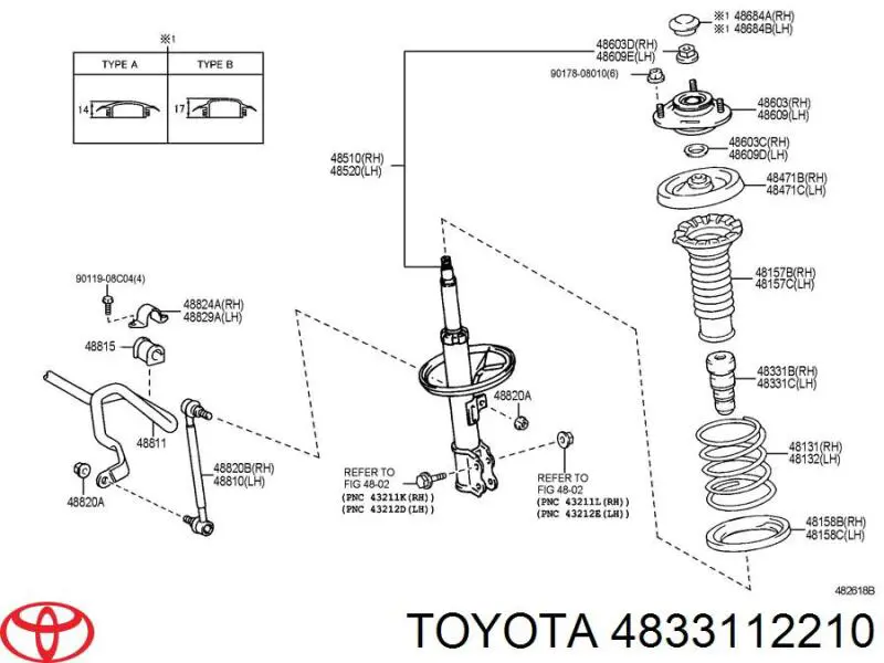 4833112210 Toyota almohadilla de tope, suspensión delantera