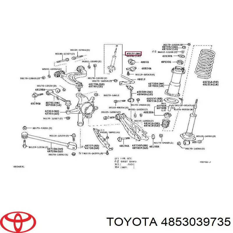 4853039465 Toyota amortiguador trasero