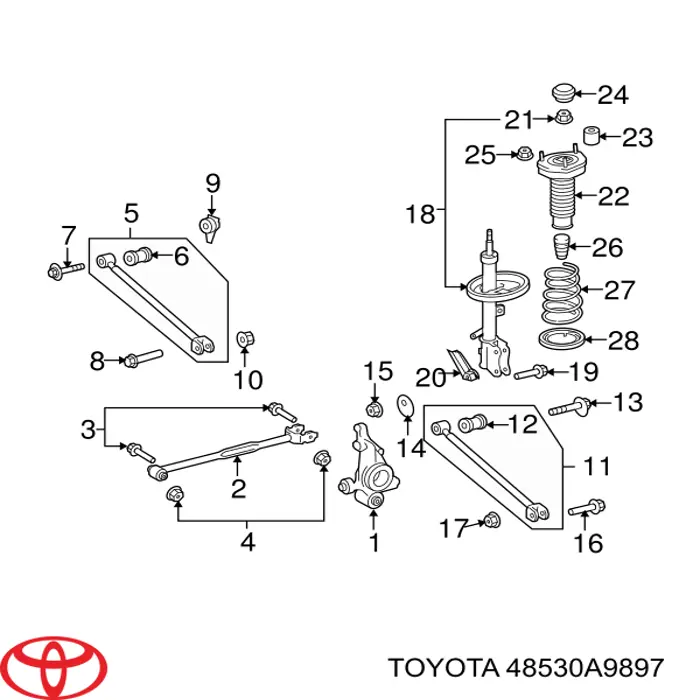  Amortiguador trasero derecho para Toyota Venza AGV1, GGV1