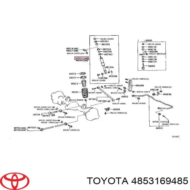 4853169485 Toyota amortiguador trasero