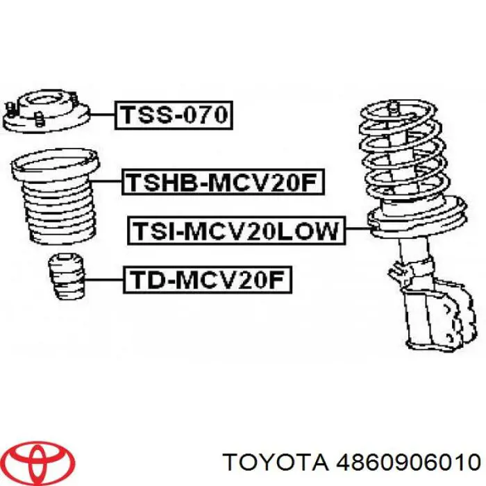  Soporte amortiguador delantero para Toyota Camry V10