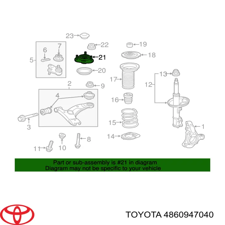 4860947040 Toyota soporte amortiguador delantero