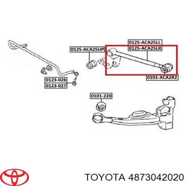 4873042020 Toyota brazo suspension (control trasero inferior izquierdo)