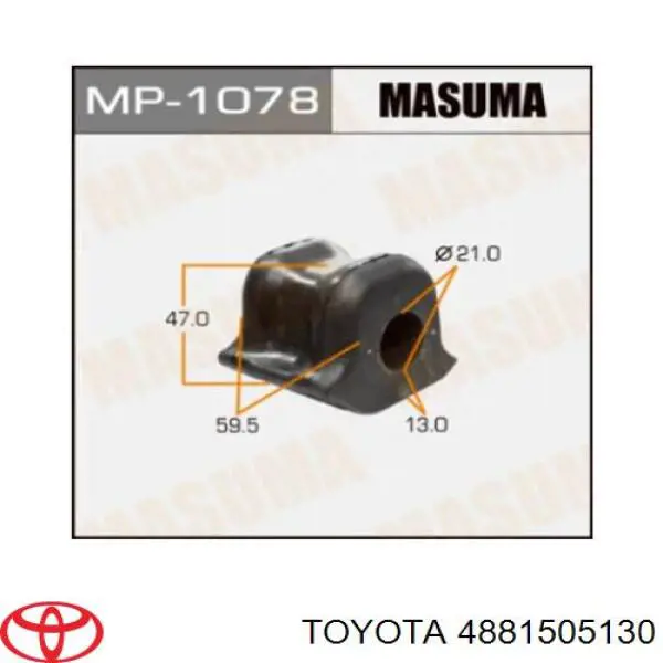 4881505130 Toyota soporte de estabilizador delantero izquierdo