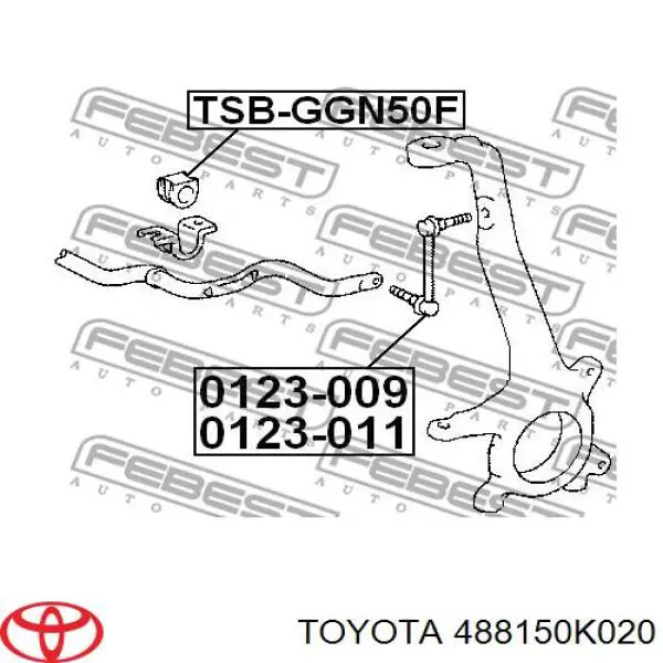 488150K020 Toyota casquillo de barra estabilizadora delantera