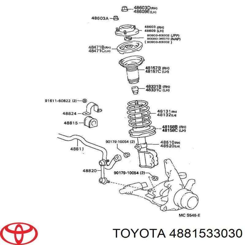  Casquillo de barra estabilizadora delantera para Toyota Camry V10