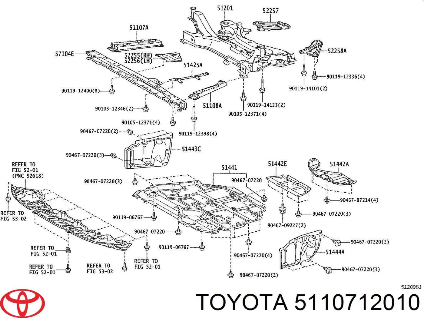 5110712010 Toyota soporte de amplificador de parachoques delantero