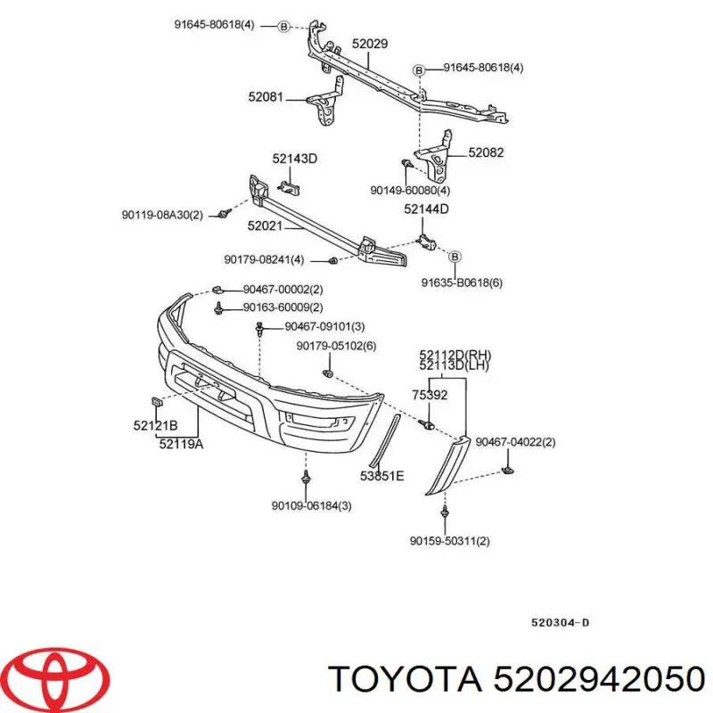  Refuerzo parachoque delantero para Toyota RAV4 1 