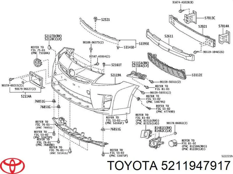 5211947917 Toyota parachoques delantero