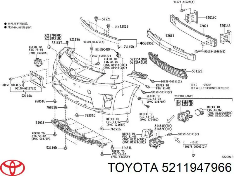 5211947966 Toyota parachoques delantero