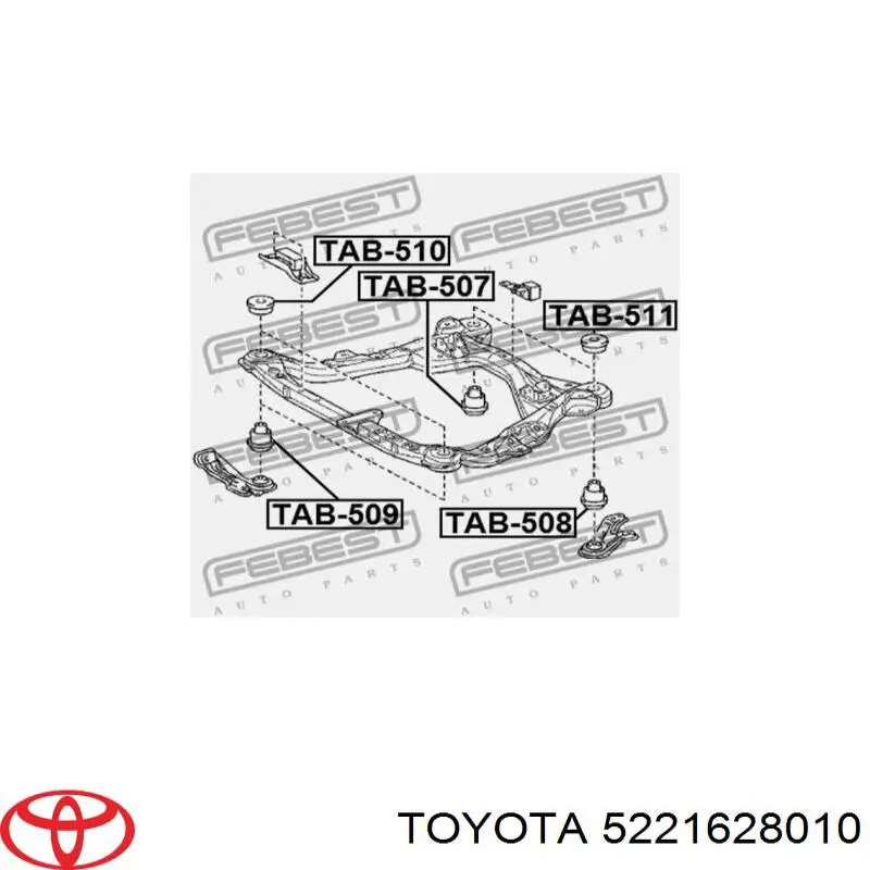 5221628010 Daihatsu bloqueo silencioso (almohada De La Viga Delantera (Bastidor Auxiliar))