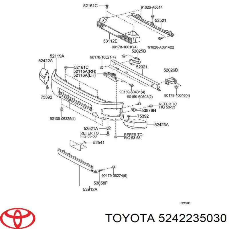  Listón embellecedor/protector, parachoques delantero derecho para Toyota Fj Cruiser 