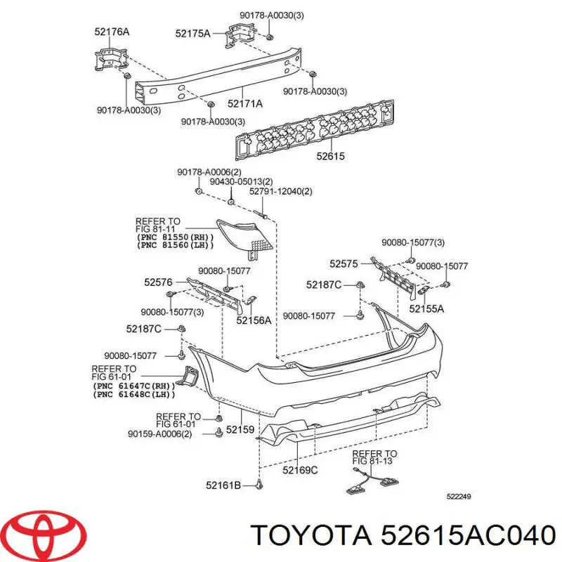  Absorbente parachoques trasero para Toyota Avalon GSX30