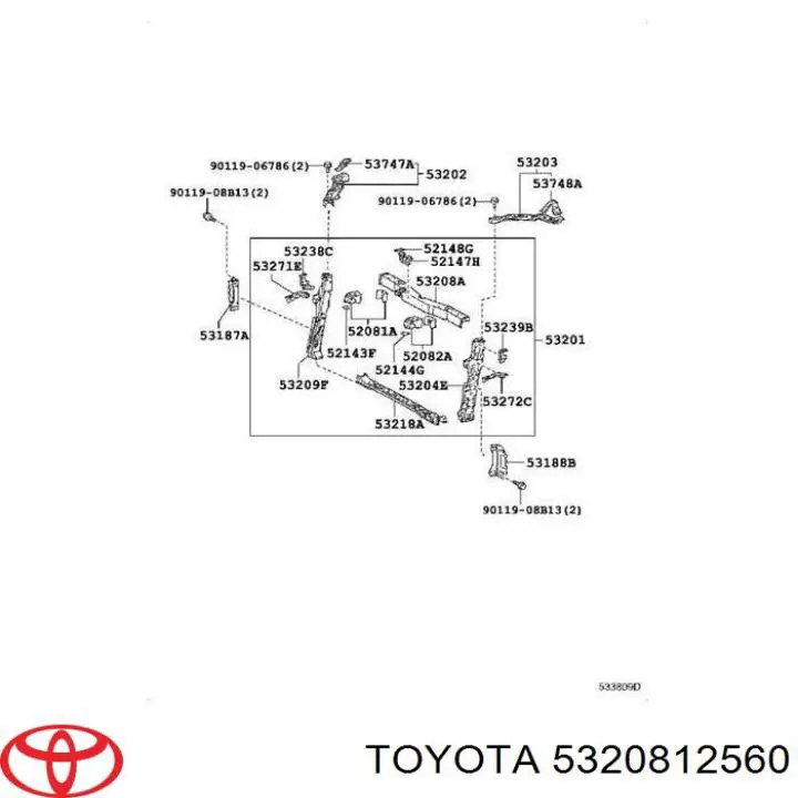  Soporte de radiador superior (panel de montaje para foco) para Toyota Prius ZVW30