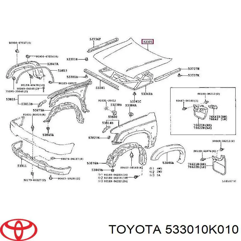  Capó del motor para Toyota Hilux KUN25