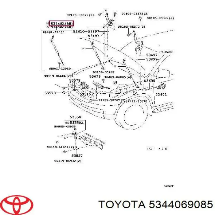  Muelle neumático, capó de motor para Toyota Land Cruiser J200