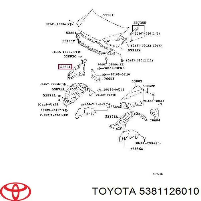  Guardabarros delantero derecho para Toyota Hiace 4 