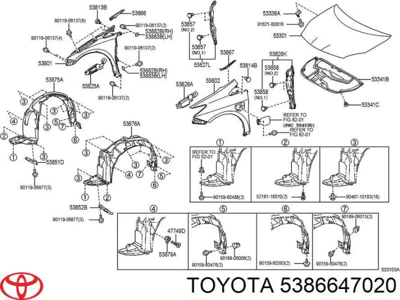  Listón embellecedor/protector, guardabarros delantero izquierdo para Toyota Prius ZVW30