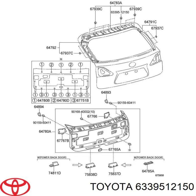 6339512150 Toyota clips fijación, revestimiento puerta