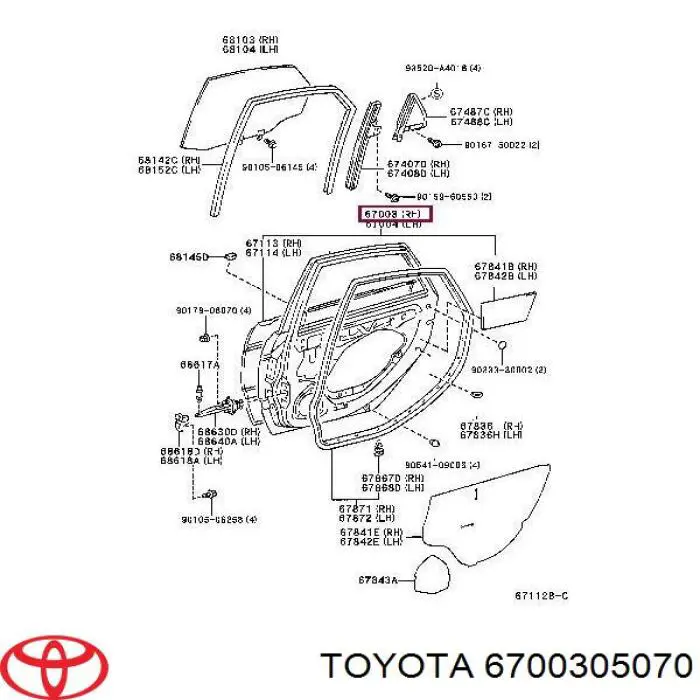  Puerta trasera derecha para Toyota Avensis T22