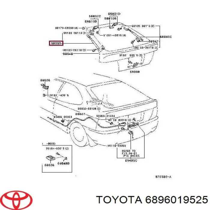 6896019525 Toyota amortiguador de maletero