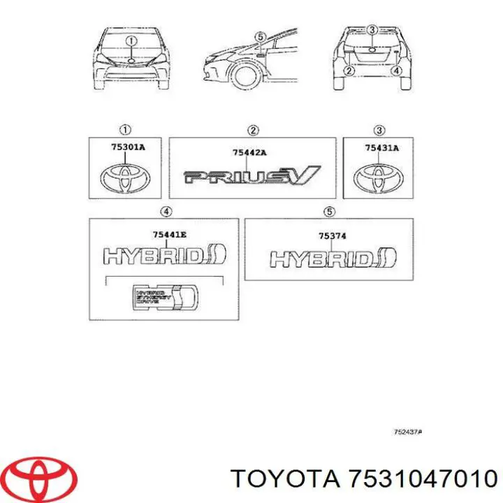  Emblema de capó para Toyota Prius ZVW30