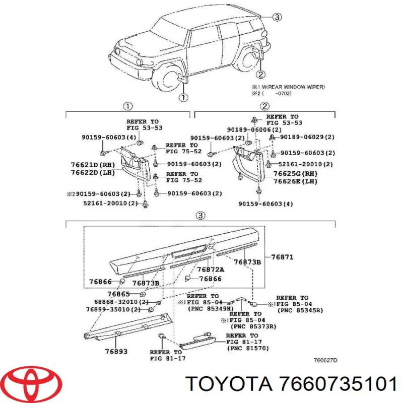  Faldilla guardabarro trasera derecha para Toyota Fj Cruiser 