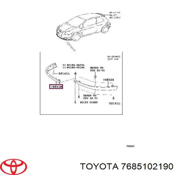 7685102190 Toyota alerón parachoques delantero