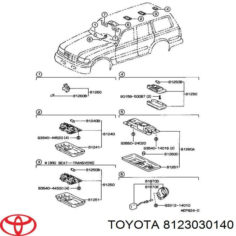  Lámpara, luz de puerta para Toyota Land Cruiser J8