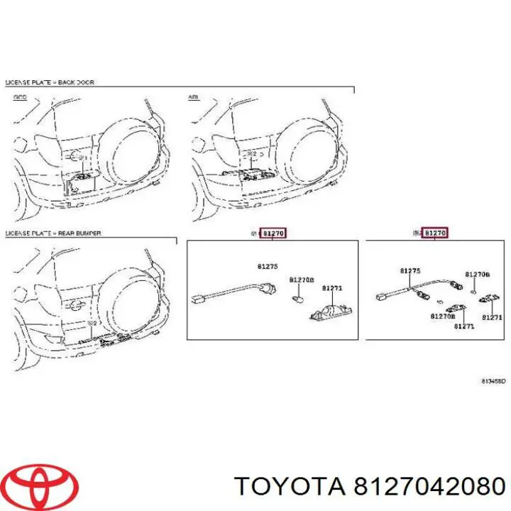  Piloto de matrícula para Toyota RAV4 3 