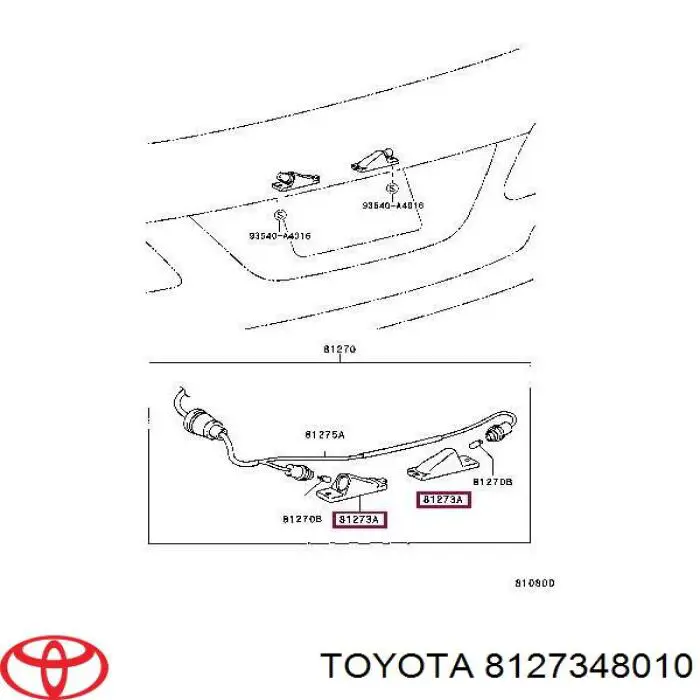  Cubierta, piloto de matrícula para Toyota Highlander U4