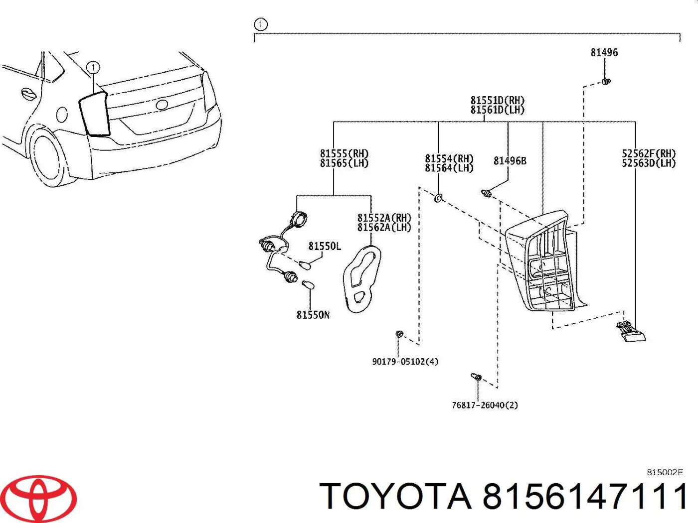 8156147111 Toyota piloto posterior exterior izquierdo