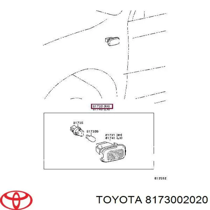  Luz intermitente guardabarros para Toyota Carina T19