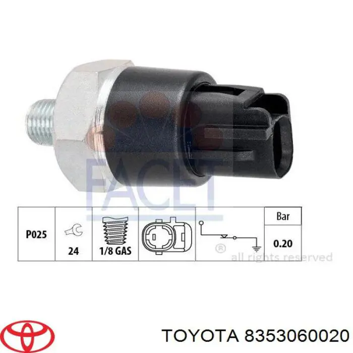 8353060020 Toyota indicador, presión del aceite