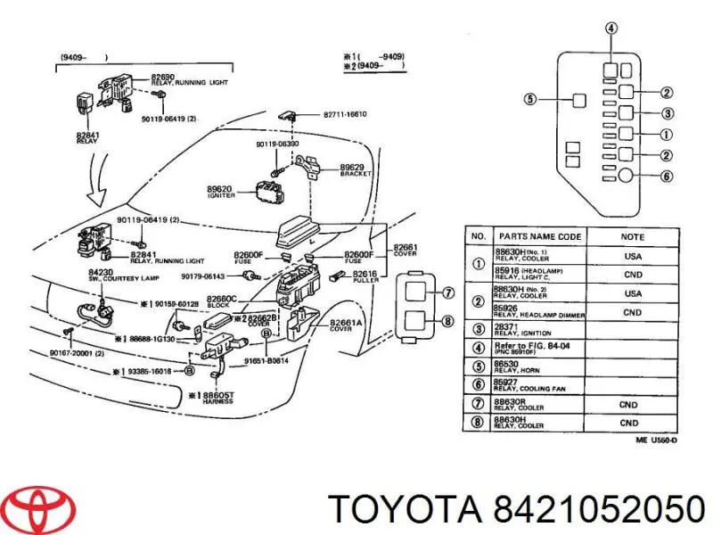 8421052050 Toyota interruptor, piloto de marcha atrás