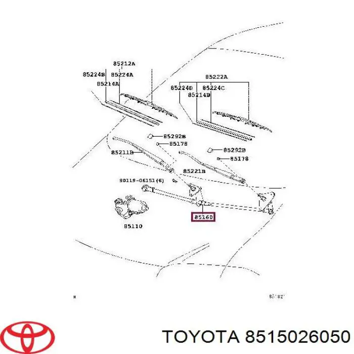  Varillaje lavaparabrisas para Toyota Hiace 4 