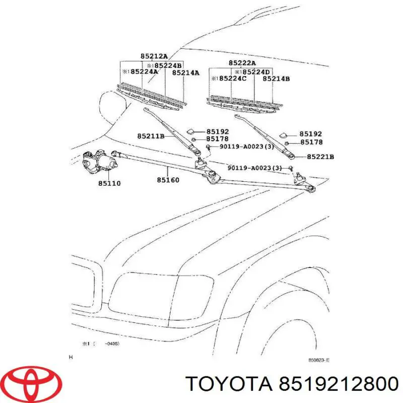  Tapa, brazo del limpiaparabrisas delantero para Toyota Hilux N