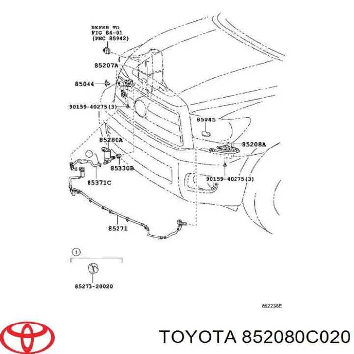  Tobera de agua regadora, lavado de faros, delantera izquierda para Toyota Sequoia K6