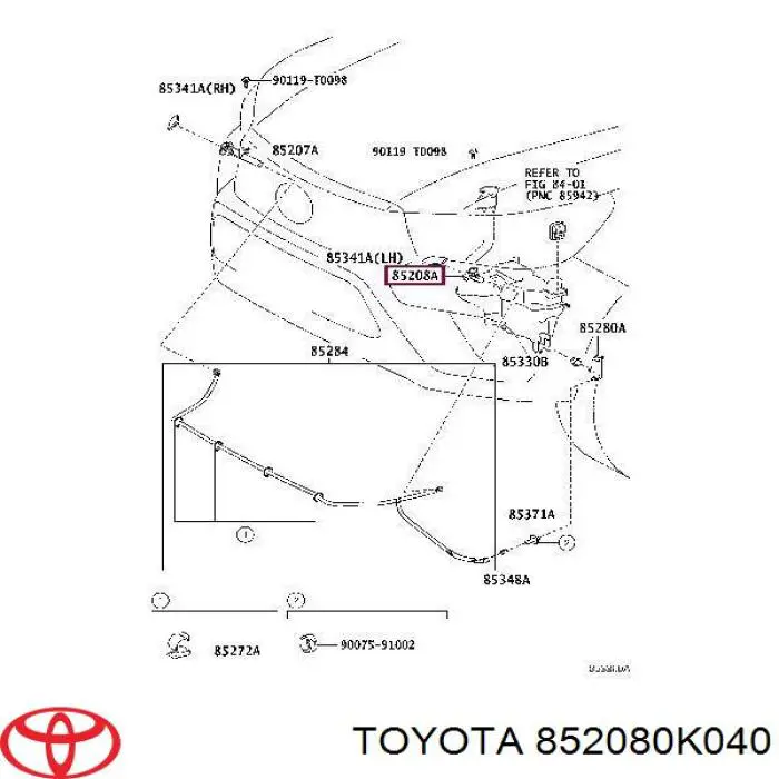  Tobera de agua regadora, lavado de faros, delantera izquierda para Toyota Hilux GUN12, GUN13