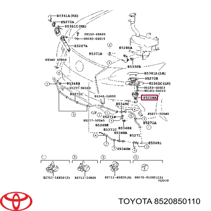  Tobera de agua regadora, lavado de faros, delantera izquierda para Lexus LS USF4